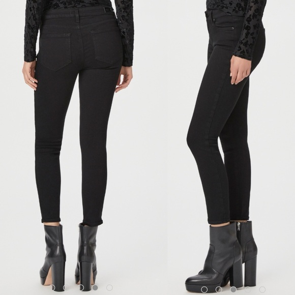 Paige Mid Rise Verdugo Crop Skinny Jeans in Black Overdye - Picture 3 of 14